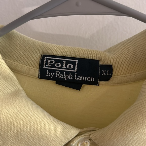 Polo Ralph Lauren Collared Shirt - Short Sleeve - Yellow w/ Blue Emblem - XL - Picture 2 of 4
